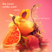 Scalp cleansing oil scent ingredient illustration with vanilla, apricot, sandalwood