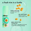 Split-end seal cream bottle with vegan protein and sea buckthorn benefits graphic
