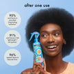 Amika Hydro Rush leave-in conditioner spray bottle held by hand
