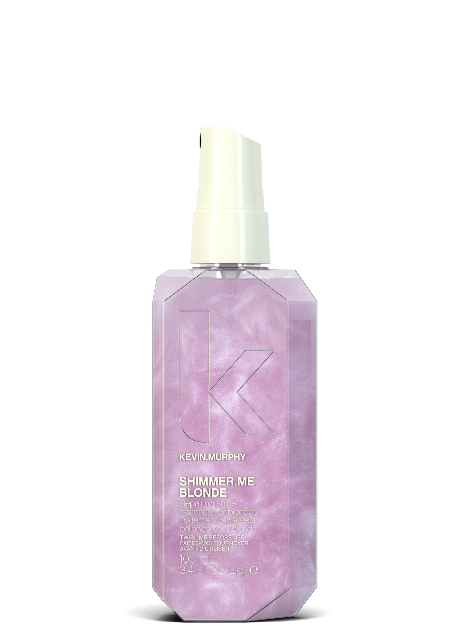 KEVIN.MURPHY Shimmer.Me Blonde bottle, purple liquid with white pump sprayer