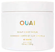 OUAI St. Barts scalp & body scrub label on white jar, 8.8 oz/250 g