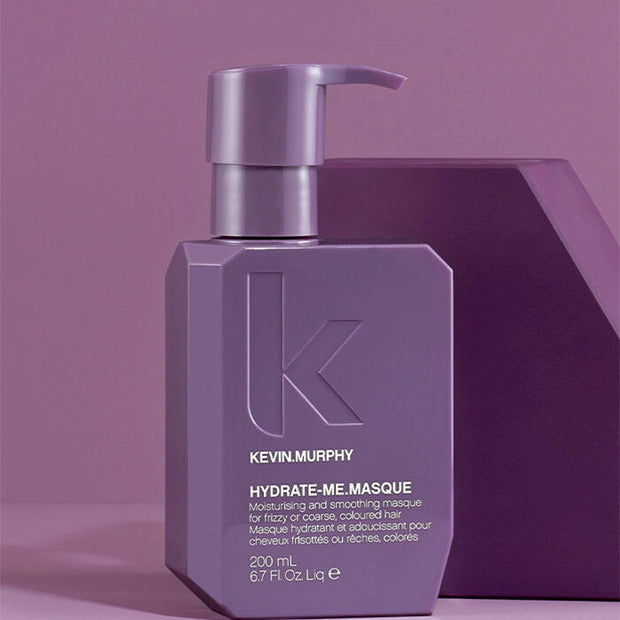 Hydrate-Me Masque bottle with purple pump and front label, 200 mL