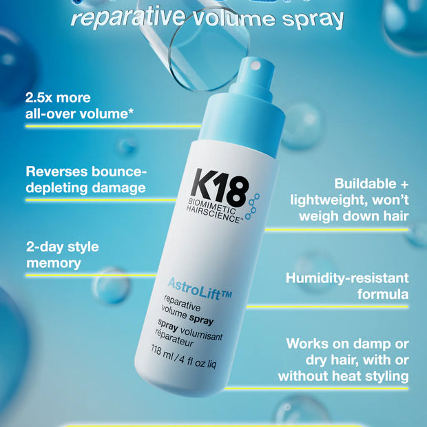 K18 AstroLift reparative volume spray bottle with spray pump