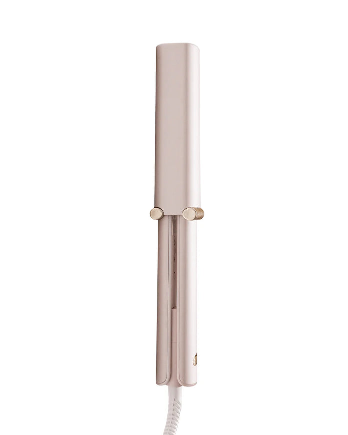 Satin Blush curling straightener with long cord and gold button accents