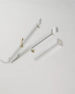 White curling straightener with open plates, gold hinges and side buttons