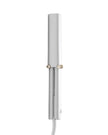 White T3 curling straightener with gold accents and power cord, front view