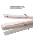 Satin Blush curling straightener showing wraparound heated plates