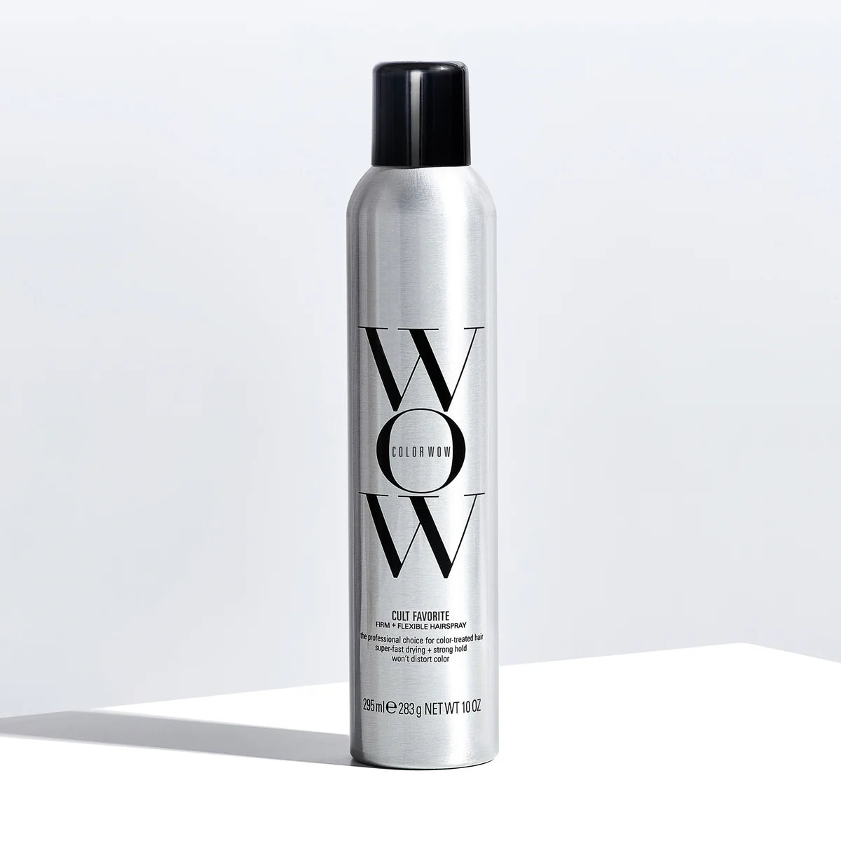 Color Wow firm + flexible hairspray bottle, silver canister with black cap