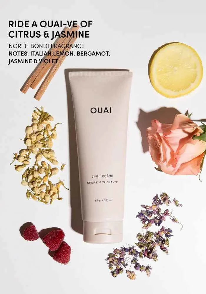 OUAI Curl Crème cream tube, light beige squeeze tube with flip-top cap