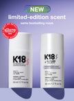 Two K18 leave-in molecular repair hair mask bottles, limited-edition scent