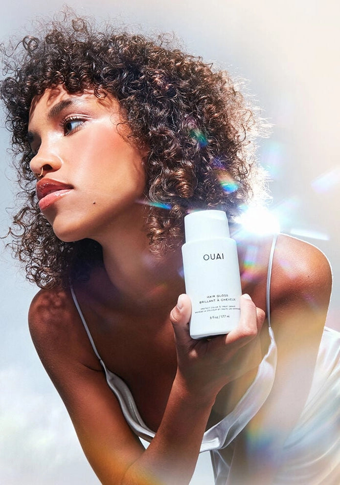 OUAI Hair Gloss white bottle with cap, 6 fl oz (177 ml)