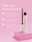Mascara primer applicator bottle with wand brush, product shown beside tube