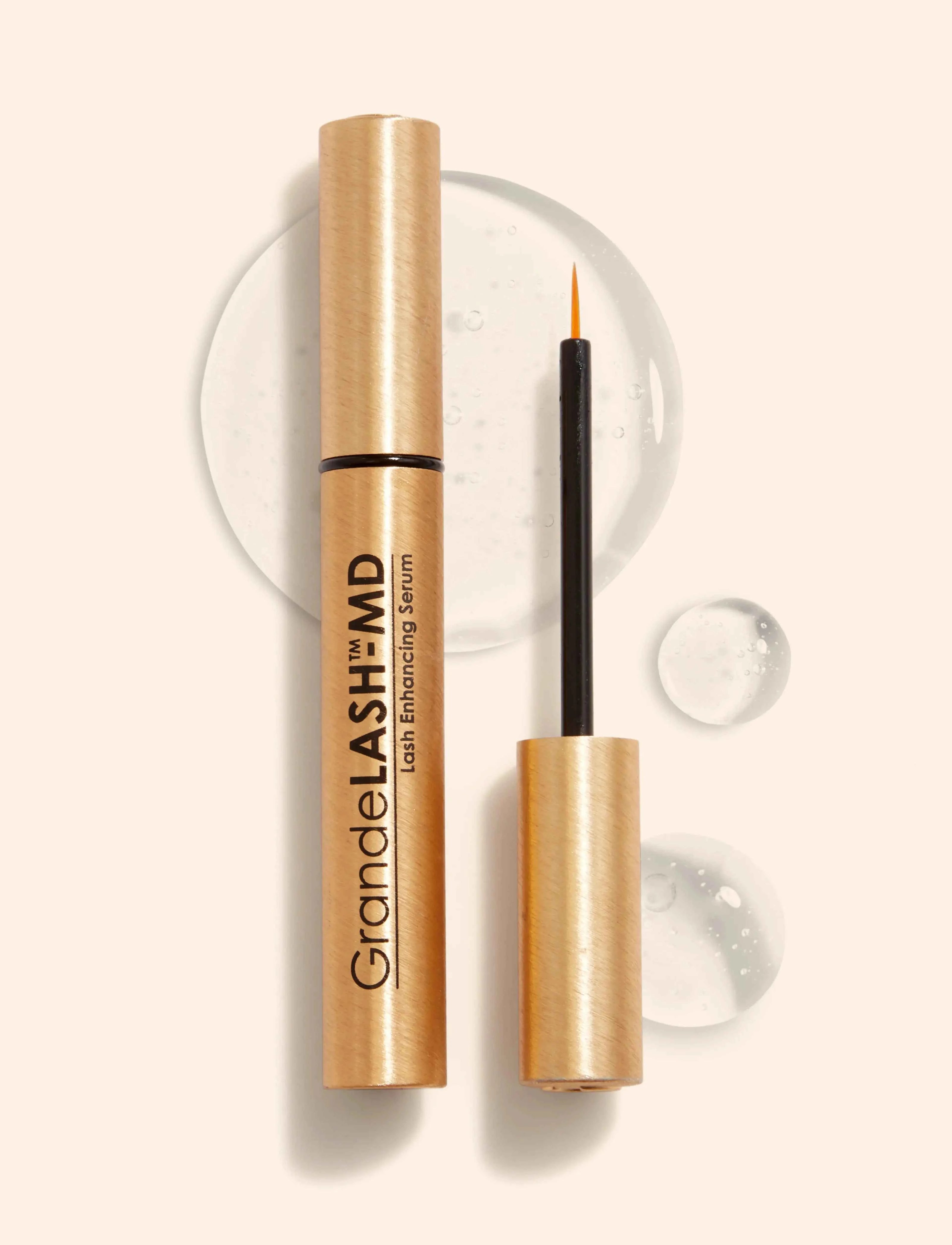 GrandeLASH-MD lash enhancing serum, gold tube with fine applicator brush