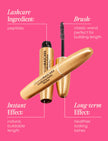 Golden mascara tube and classic bristle wand, conditioning peptide formula