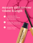 Golden mascara bottle with black cap and wand brush, conditioning peptide mascara