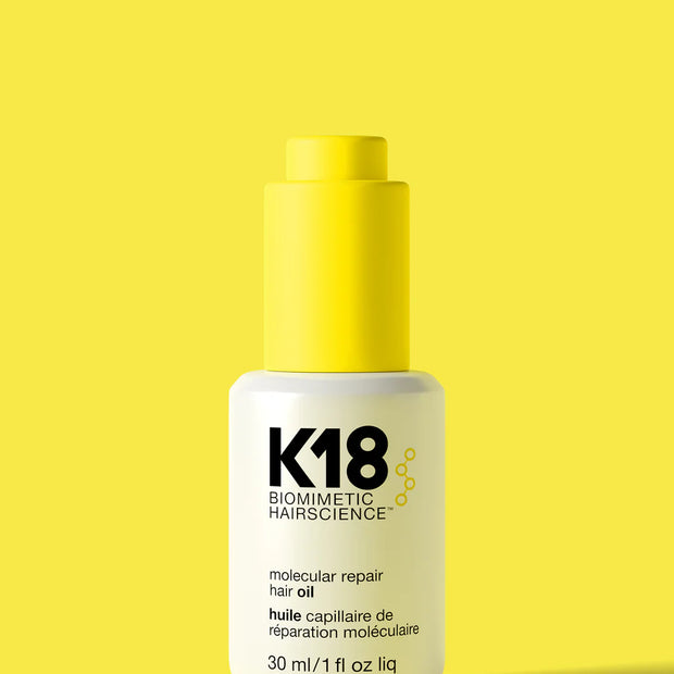 K18 molecular repair hair oil bottle, 30 ml, white bottle with yellow cap