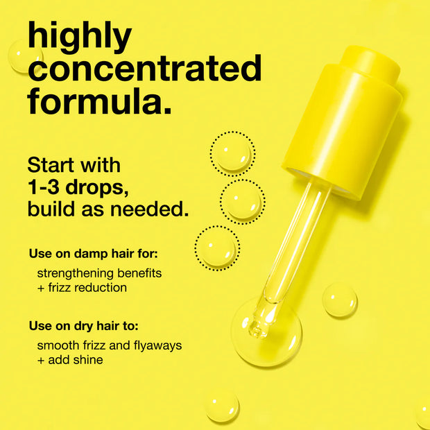 K18 molecular repair hair oil with yellow dropper and visible droplets