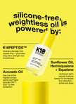 K18 silicone-free molecular repair hair oil bottle with yellow cap