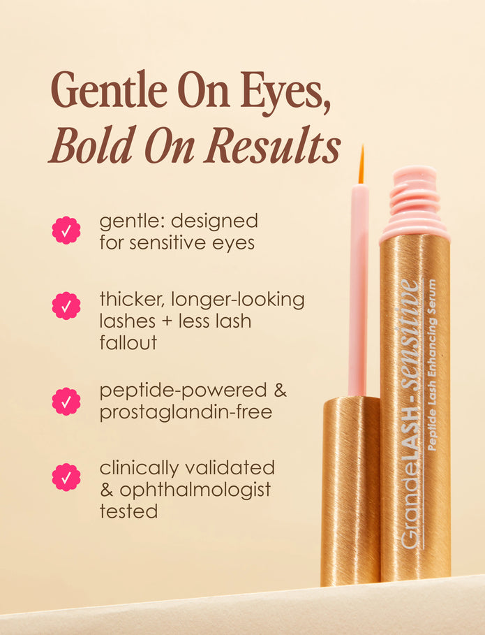 Gentle on eyes lash serum bottle with pink applicator tip