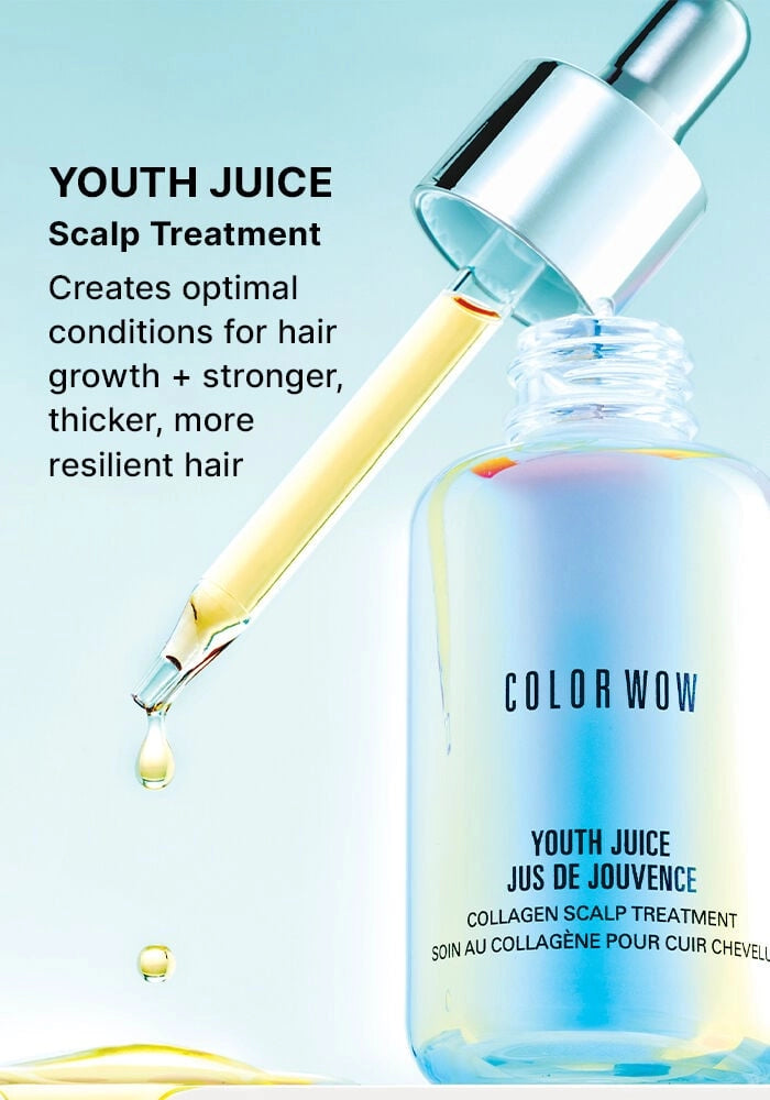 Youth Juice scalp treatment bottle and dropper with clear serum flow