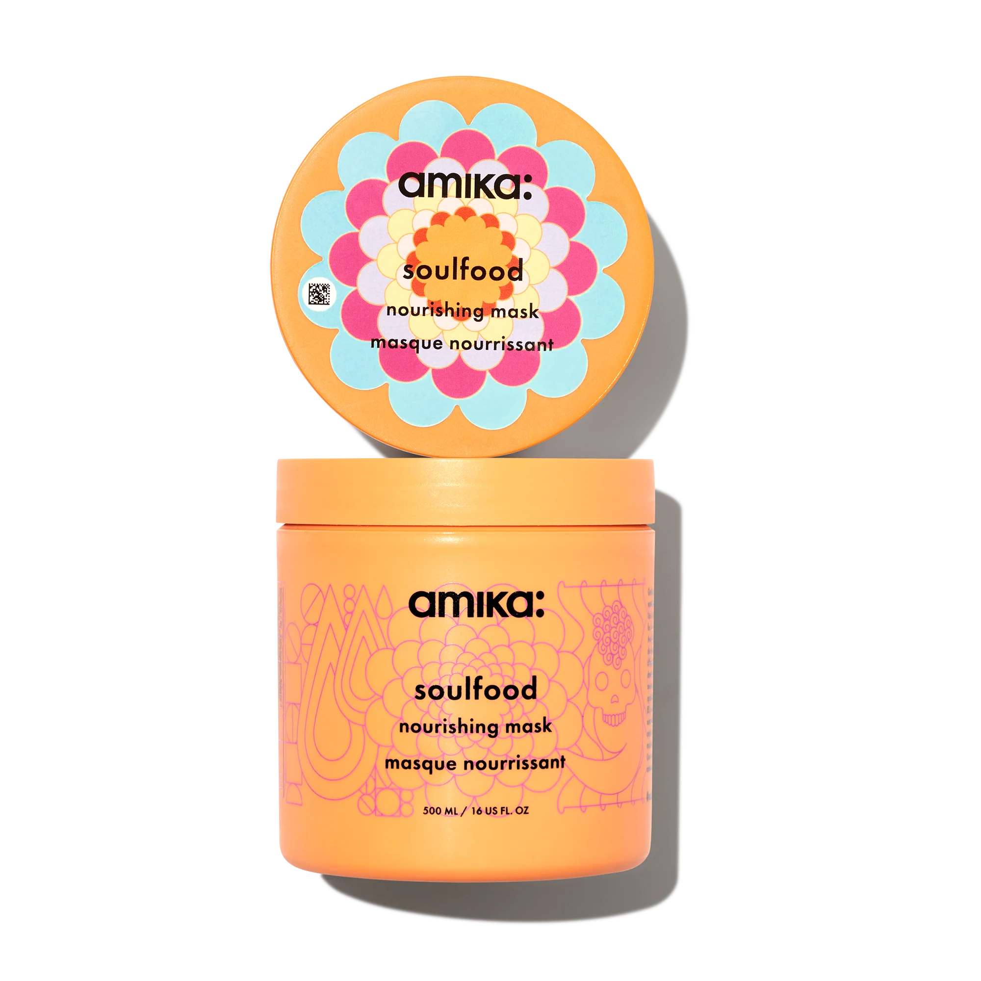 Amika Soulfood nourishing mask jar with flower lid graphic on top