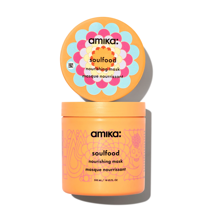 Amika Soulfood nourishing mask jar with flower lid graphic on top