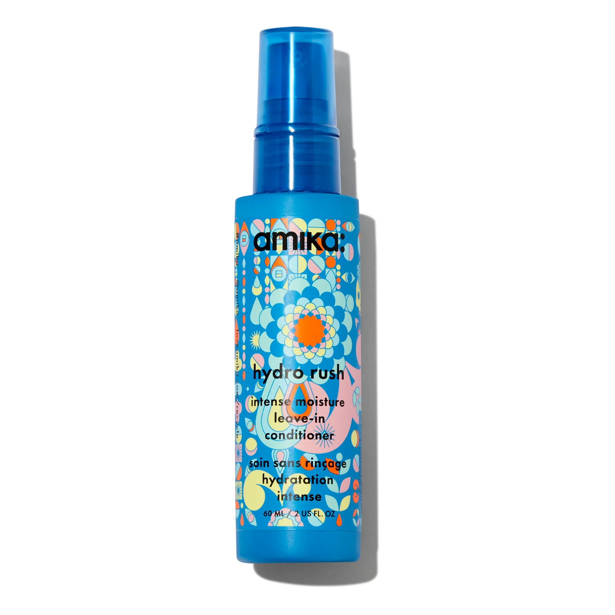 Amika Hydro Rush intense moisture leave-in conditioner bottle with pump top