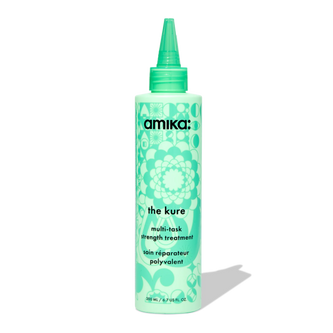 Amika The Kure multi-task strength treatment bottle, turquoise with pump spout