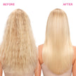 Back view of blonde hair styled with Amika Superfruit Star lightweight hair oil