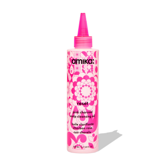 Amika Reset pink charcoal scalp cleansing oil bottle, 200 mL